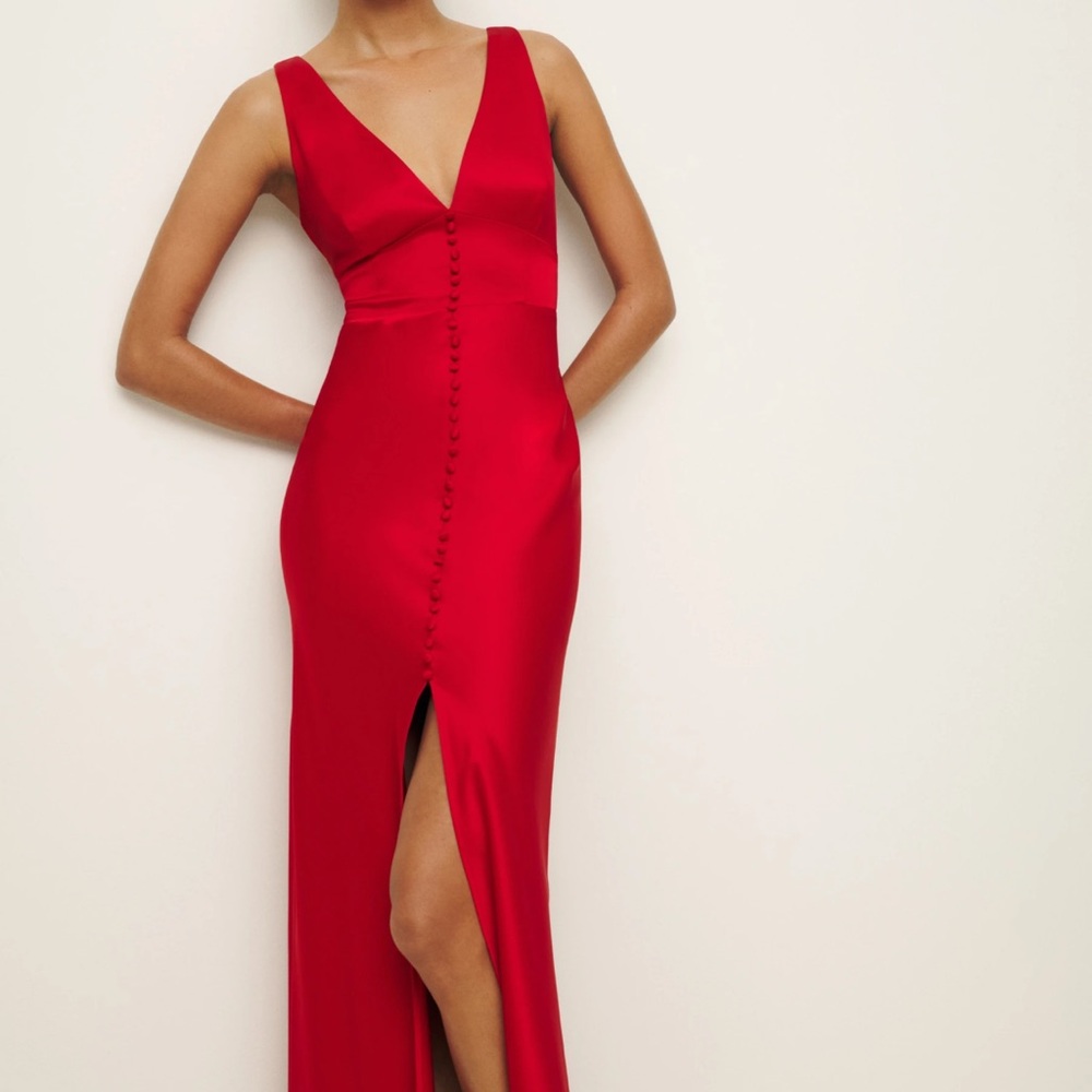 NWT Reformation red elaina satin dress 0 $180